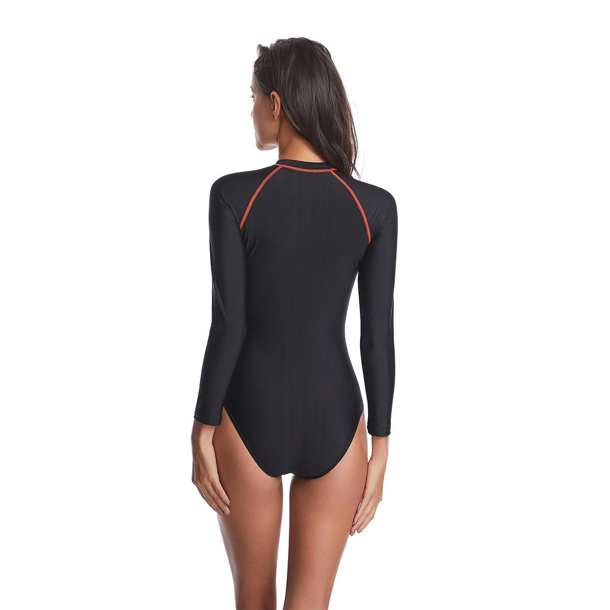 swimsuit black bikini sports protection sun long-sleeved