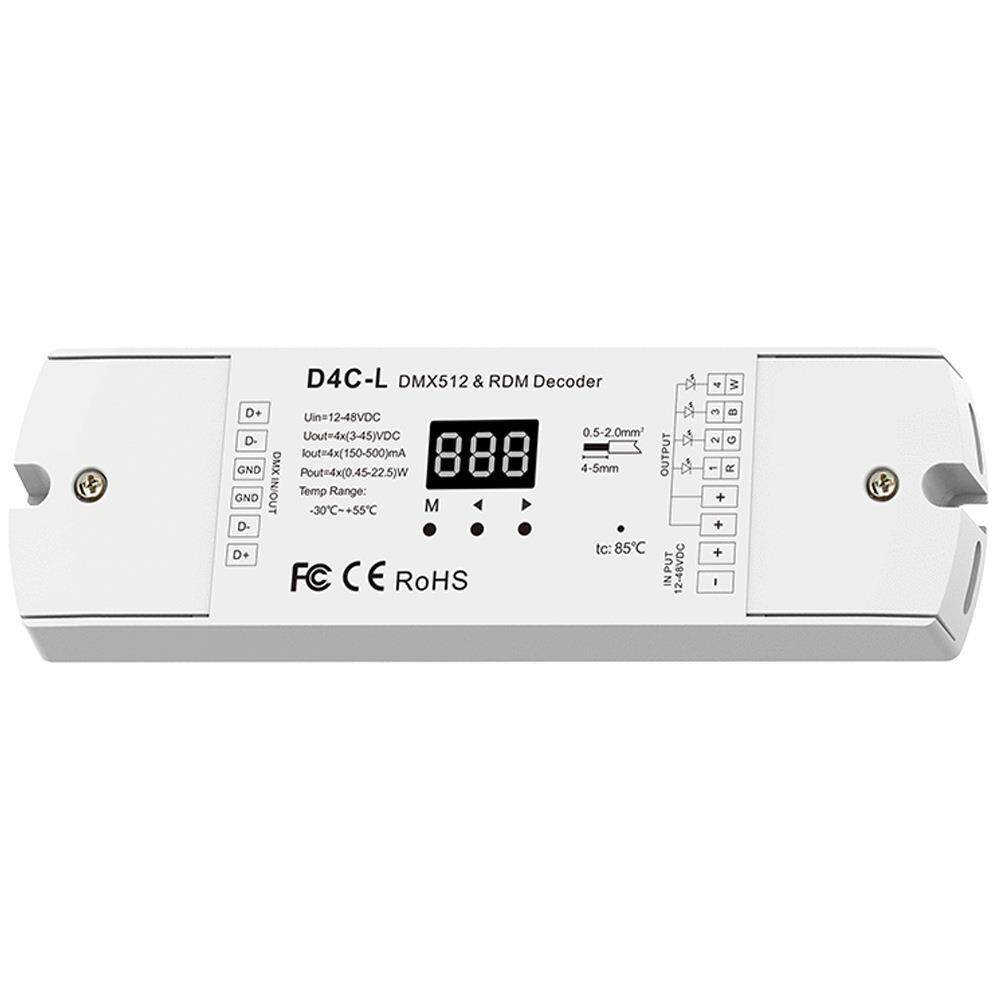 D4C-L 4通道恒流DMX512 RDM解码器 4*3-45V150-500ma 90W数码显示