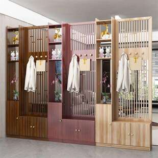 新中式 进门入户间厅断实木轻饰294奢玄关 屏风隔柜客厅现代简约装