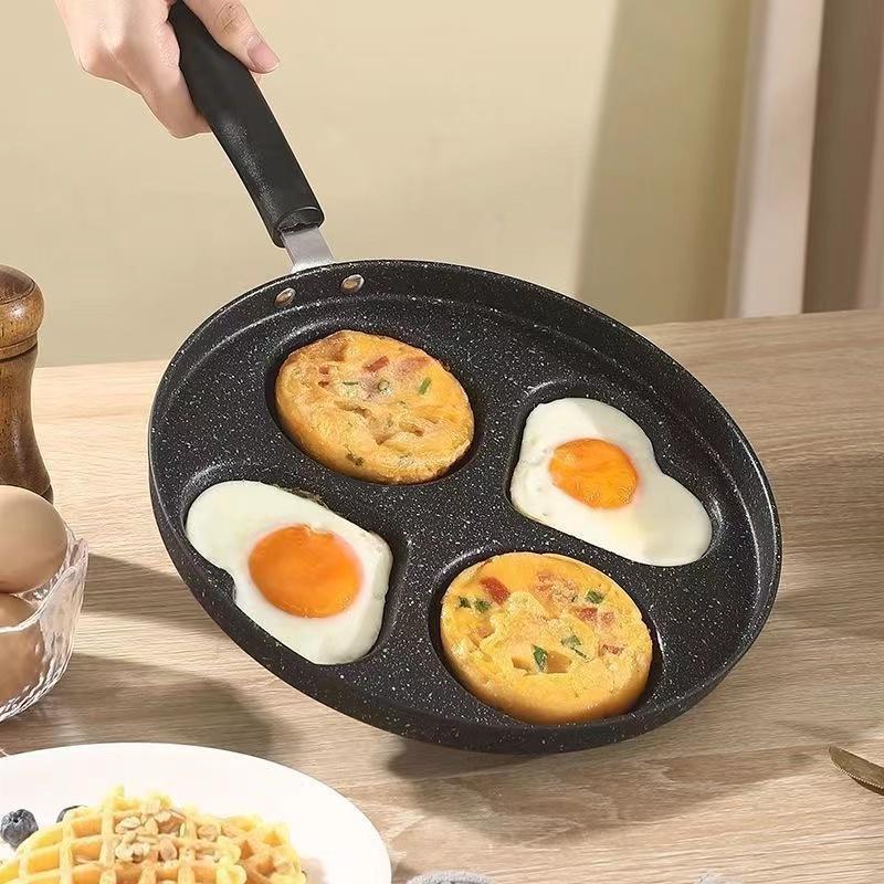 鸡蛋煎锅四孔不粘锅麦饭石蛋汉堡煎模具煎饼神器早餐平底锅家用