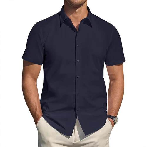 Short sleeved men's cardigan shirt, formal shirt, men's
