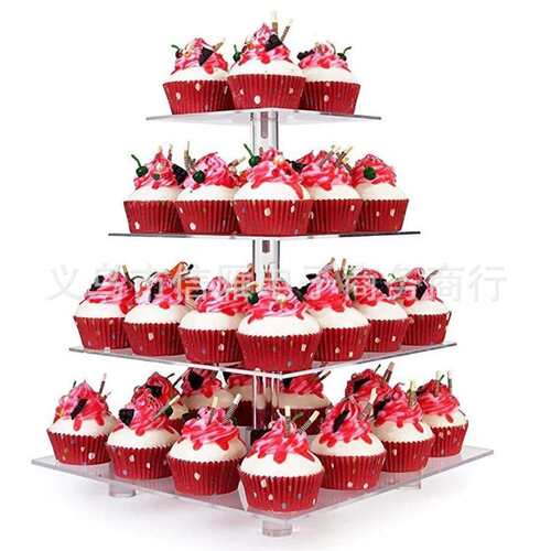 3mm 4层方形亚克力蛋糕架 蛋糕展示架 婚礼甜品展示架 cake stand