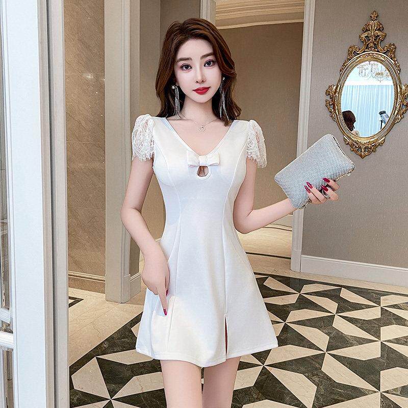 版开叉性感洋装低胸镂空夜店女装夜总会公主服装沐足浴短裙子