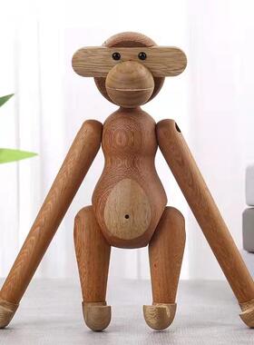 以爱围家 丹麦柚木猴子实木客厅摆件北欧家居软装挂件墙生肖礼物