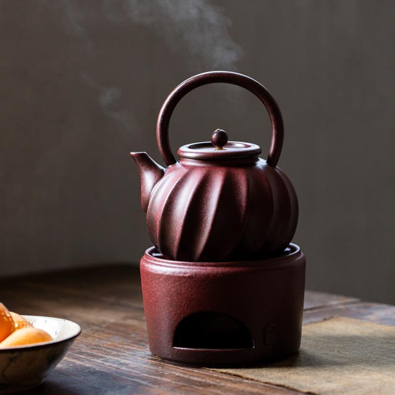 山楂红陶瓷煮茶炉便携套装户外旅行酒精炉煮茶烧水炉家用茶壶套装