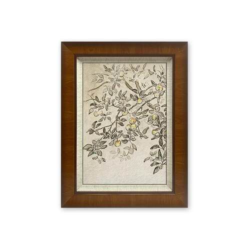 《平安果》中古风客厅装饰画法式复古餐厅挂画实木高级感玄关壁画
