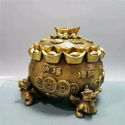 貔貅摆件罐储貔貅钱物香炉聚宝盆黄铜聚宝盆黄铜