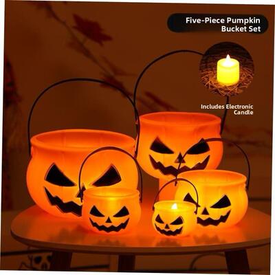 Halloween jack-o -lantern with lid pumpkin bucket candy jar