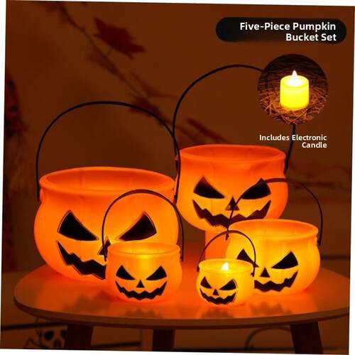 Halloween jack-o -lantern with lid pumpkin bucket candy jar