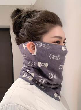 秋冬季防寒保暖护颈围脖围巾挂耳百搭防风面罩男帽秋冬毛线脖套潮