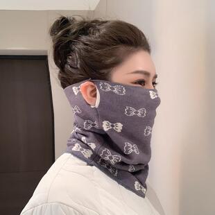 秋冬季防寒保暖护颈围脖围巾挂耳百搭防风面罩男帽秋冬毛线脖套潮