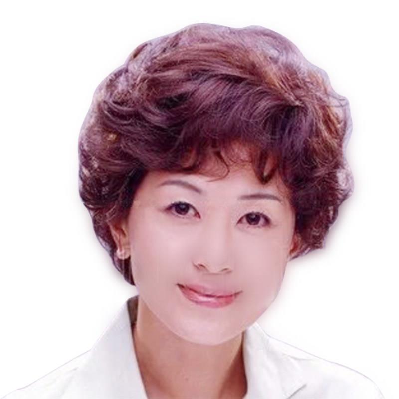 中老年假发、中年妈妈假发、女士短卷发假发、婆婆真发假发
