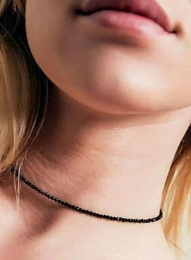 Fashion Simple Black Beads Chain Short Choker Necklace Femal