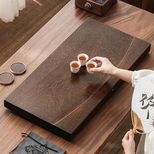 木茶盘整块然原木客厅排色水茶海实高端乌檀木wtm412黑长方形大号