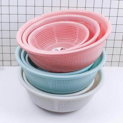三件套单层沥水篮洗菜篮子塑料洗菜筐圆形水果篮厨房家用淘米箩筛
