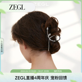 zegl玫瑰花金属抓夹女夏天大号鲨鱼，夹后脑勺设计感小众发饰头饰品