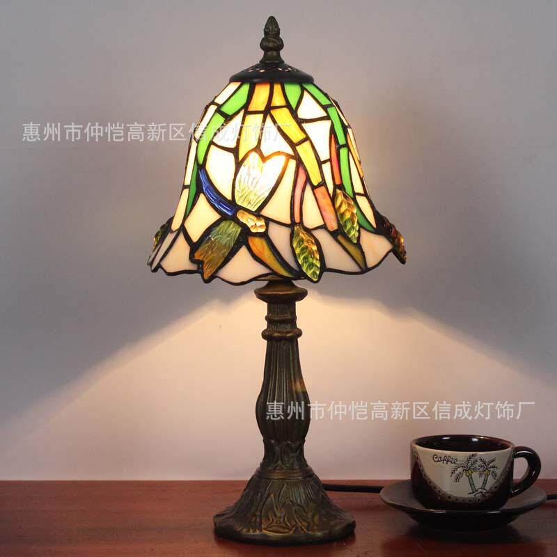 蒂凡尼绿色玻璃手工小清新田园复古灯蜻蜓柱子酒吧餐厅床头柜灯