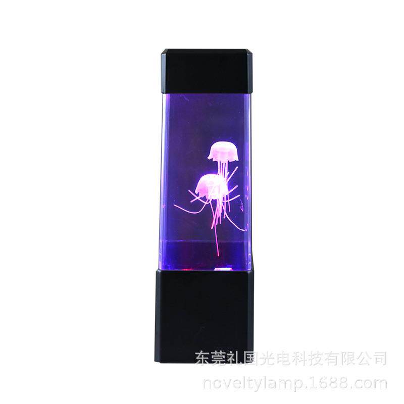 小号led桌面四方仿真水母灯台灯七彩变色水母氛围小夜灯节日氛围