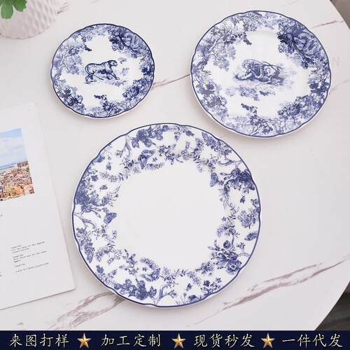 跨境高档骨瓷西餐盘牛排盘家用上菜盘10寸浅盘8寸平盘6寸碟子