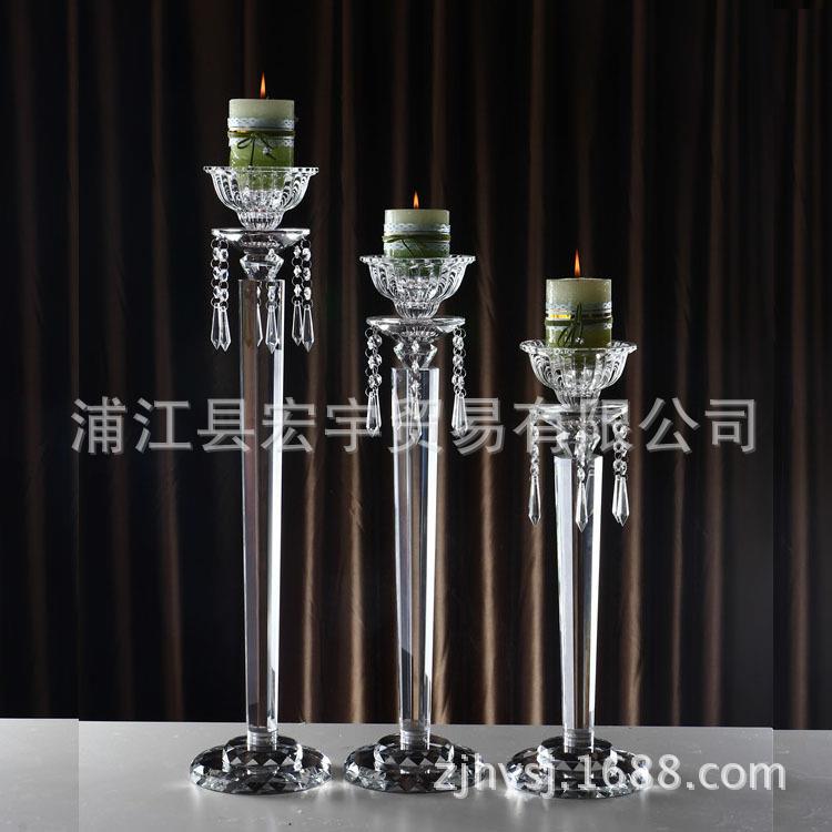 欧式婚庆烛台摆件复古水晶蜡烛台浪漫婚庆婚礼家居水晶烛台摆件