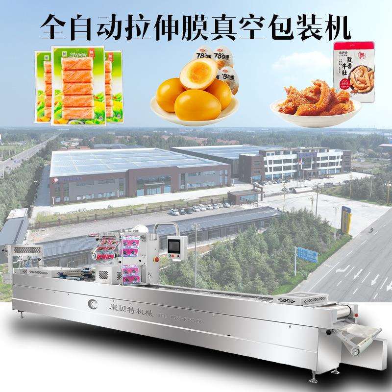 武汉麻辣鸭头真空包装机 卤味制品全自动连续式拉伸膜真空包装机