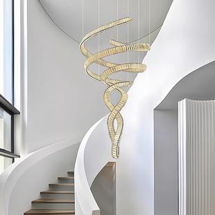 别水墅804挑高客飘带大公吊灯复式 楼厅旋转楼梯loft寓艺术轻奢晶