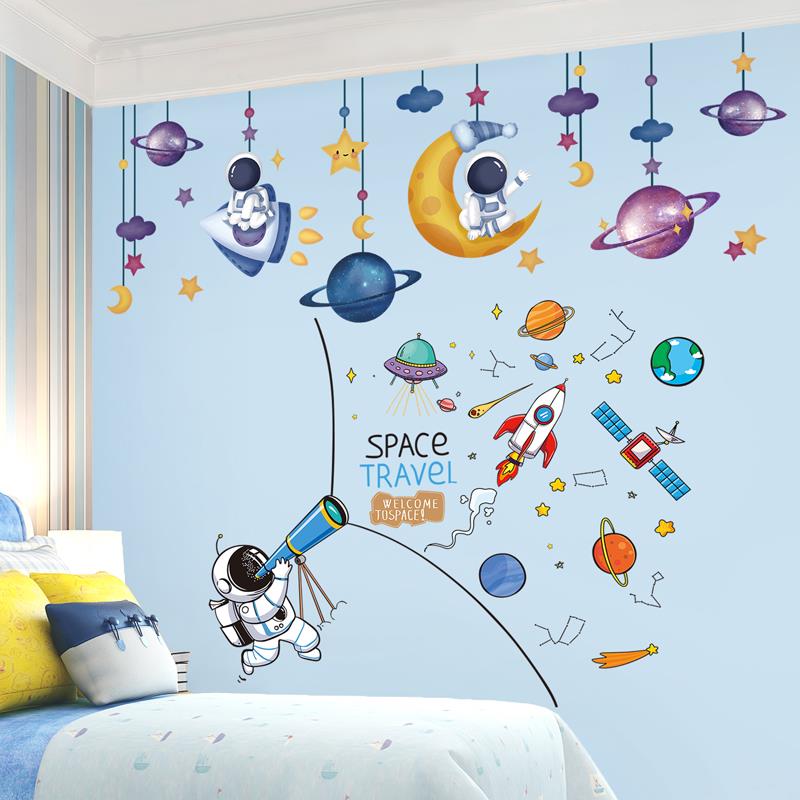 儿童房背景墙贴纸自粘卧室墙面装饰贴画小房间改造卡通创意墙壁纸图片