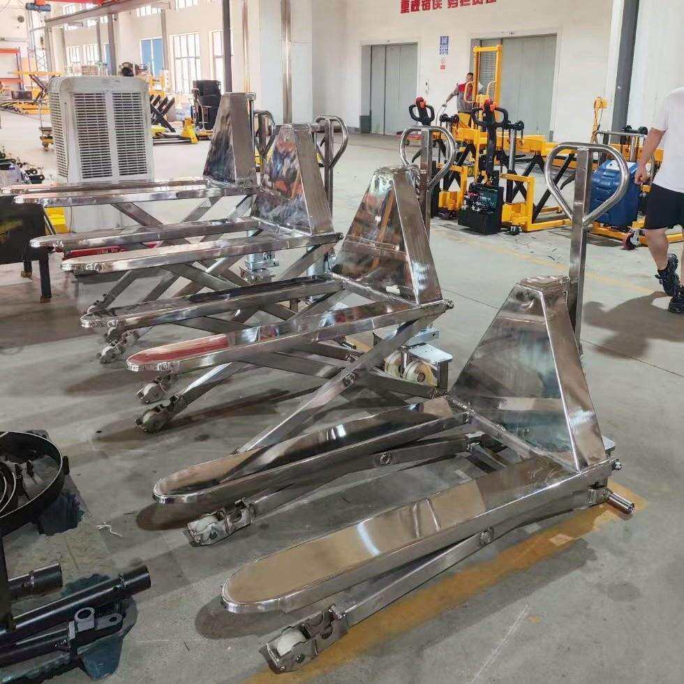 普尔夫SUS304全不锈钢固定电动液压升降台平台车模具平板升降车