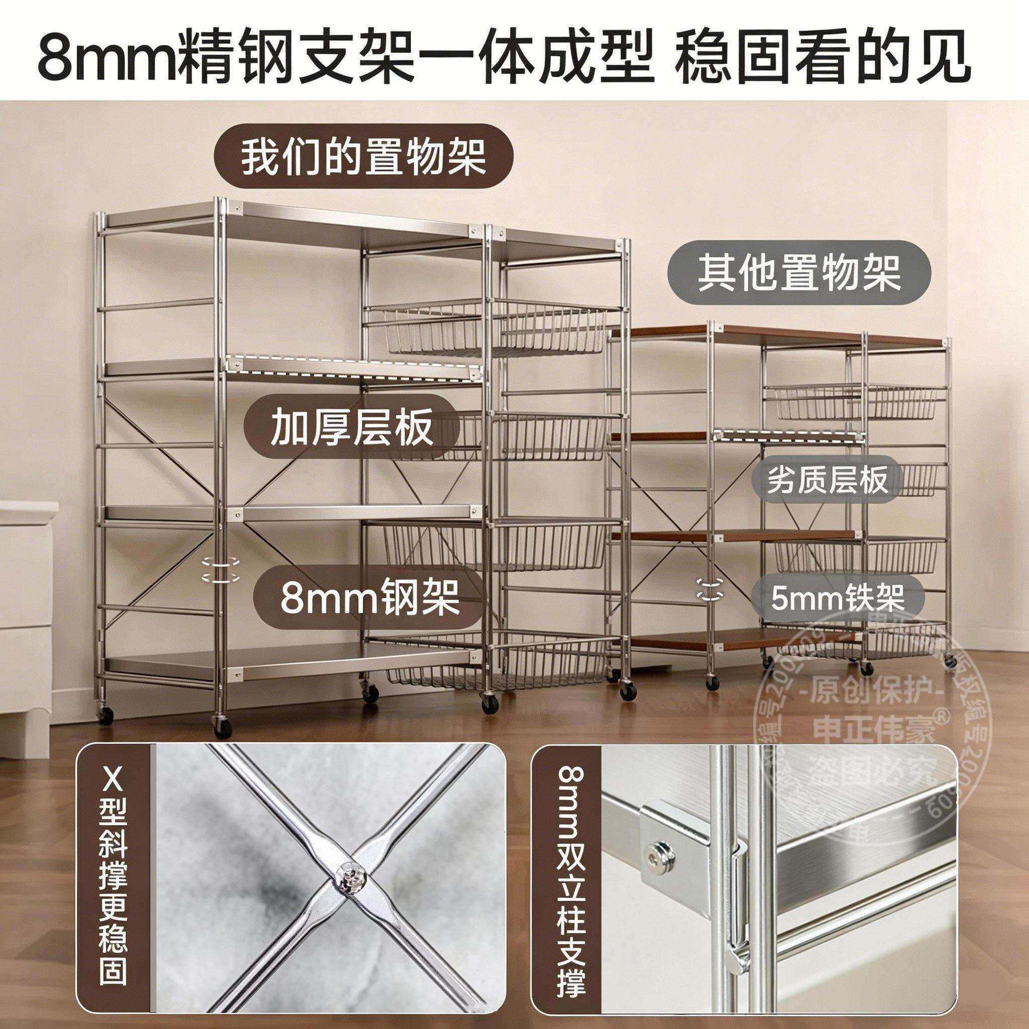厨房落地置物架具小FD-9601烤电锅微波炉家箱靠墙收纳架子