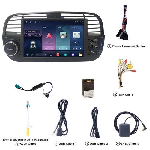 安卓高清导航7寸安卓车载导航适用菲亚特F500黑色/ 白色
