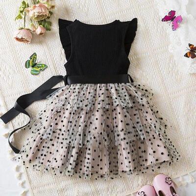 Polka-dot Summer Dress for Girls Ruffles Tulle Casual Layere