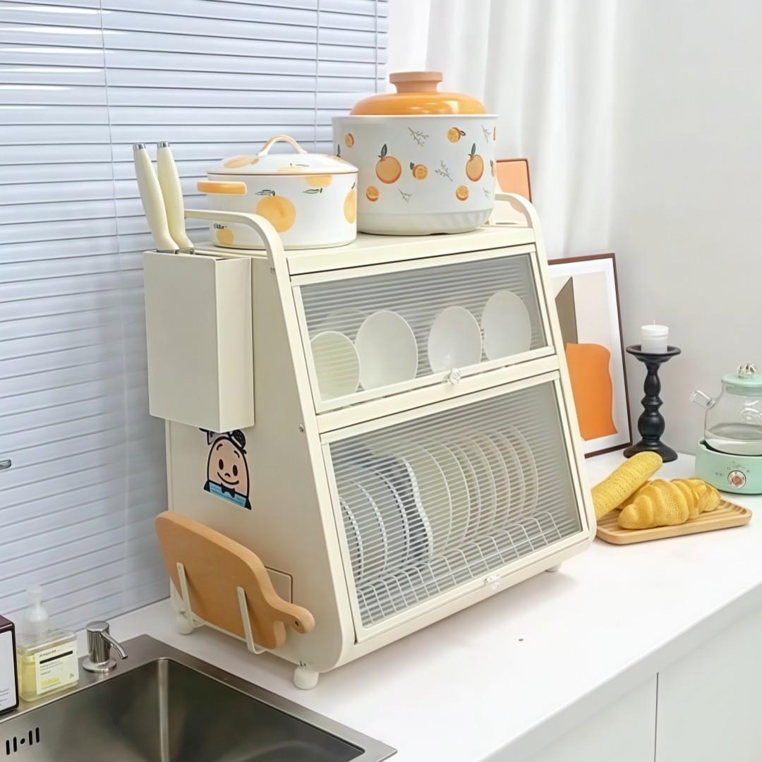 云品楠山厨房碗碟收纳柜防尘台面碗盘沥水架放碗盘柜子餐具收纳层