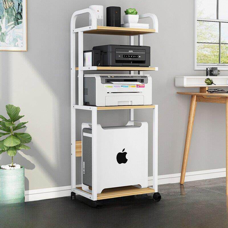 简约台式电脑主机架落地打印机架子办公室收纳架机箱置物架带轮子