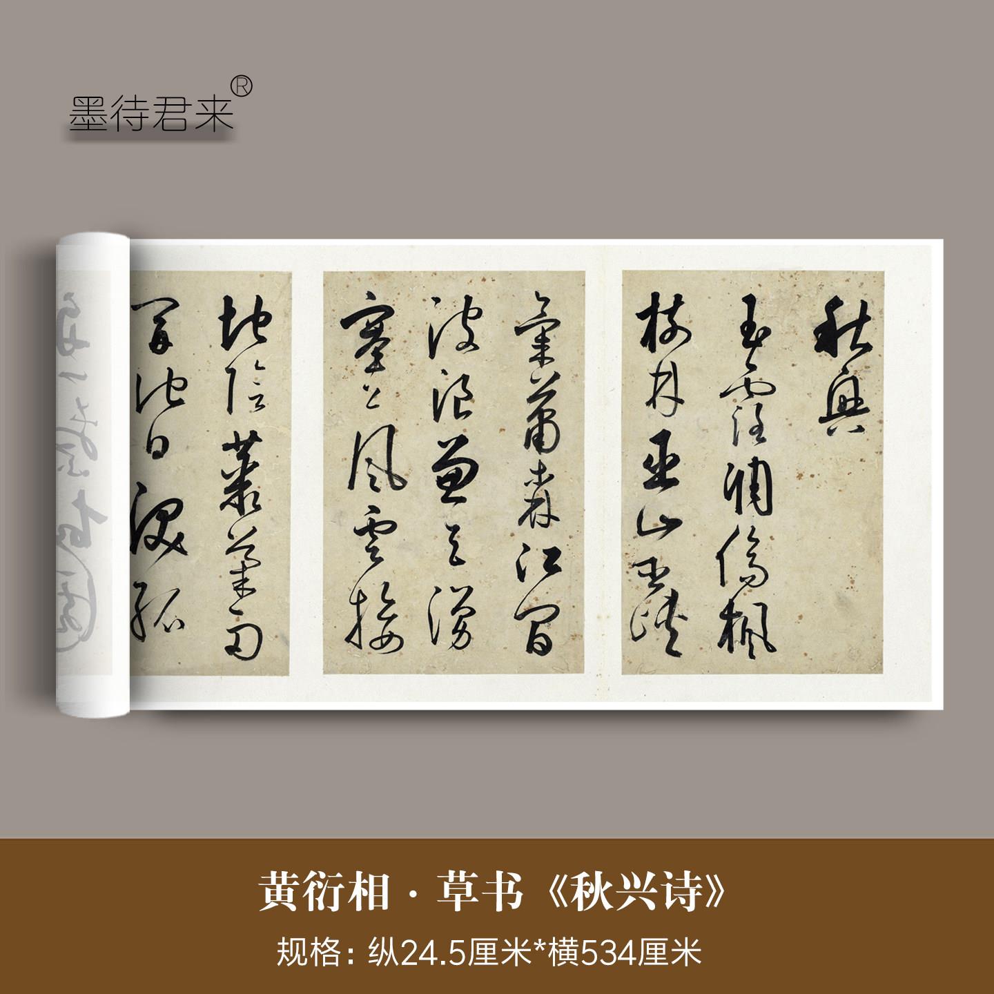 黄衍相草书《杜甫秋兴八首》高清微喷原大复制品毛笔临摹字帖册页