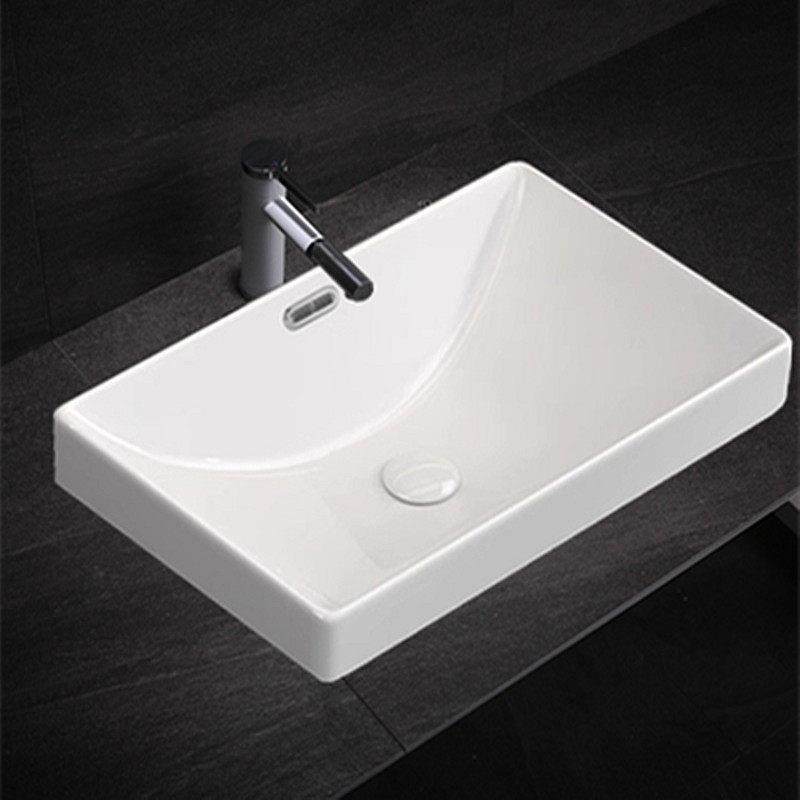 直角台中盆半嵌入式洗手盆方形脸盆家用酒店台上盆陶瓷嵌入式台盆,家装主材,半嵌入式洗脸盆,淘宝优惠券,粉丝福利购,淘宝优惠卷