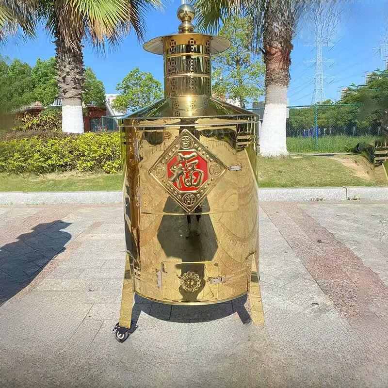 加厚不锈钢烧纸桶烧金桶拜神烧钱纸宝桶社区家用焚烧炉特大型