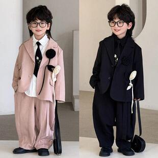 男生西装套装2025春秋季英俊休闲花女孩礼服英俊t台小西装表演服