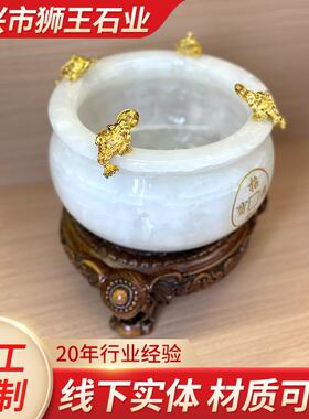 天然玉石聚宝盆摆件家用玄关办公室装饰品四方金尊工艺品