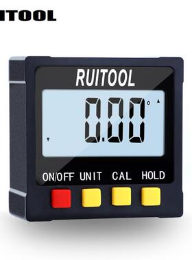 RUITOOL新款数显倾角仪4*90度大屏量角器塑料电子角度尺四面磁性