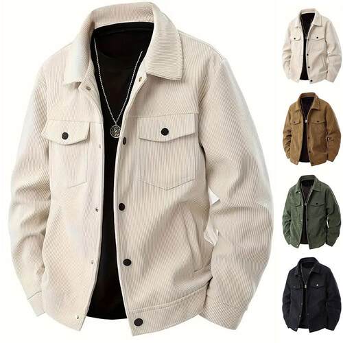 Men's Long Sleeve Soft Touch Fitted Plain Jacket, Comfortabl