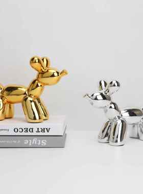 北欧树脂小气球狗摆件样板房售楼部卧室书房客厅餐厅桌面玄关饰品