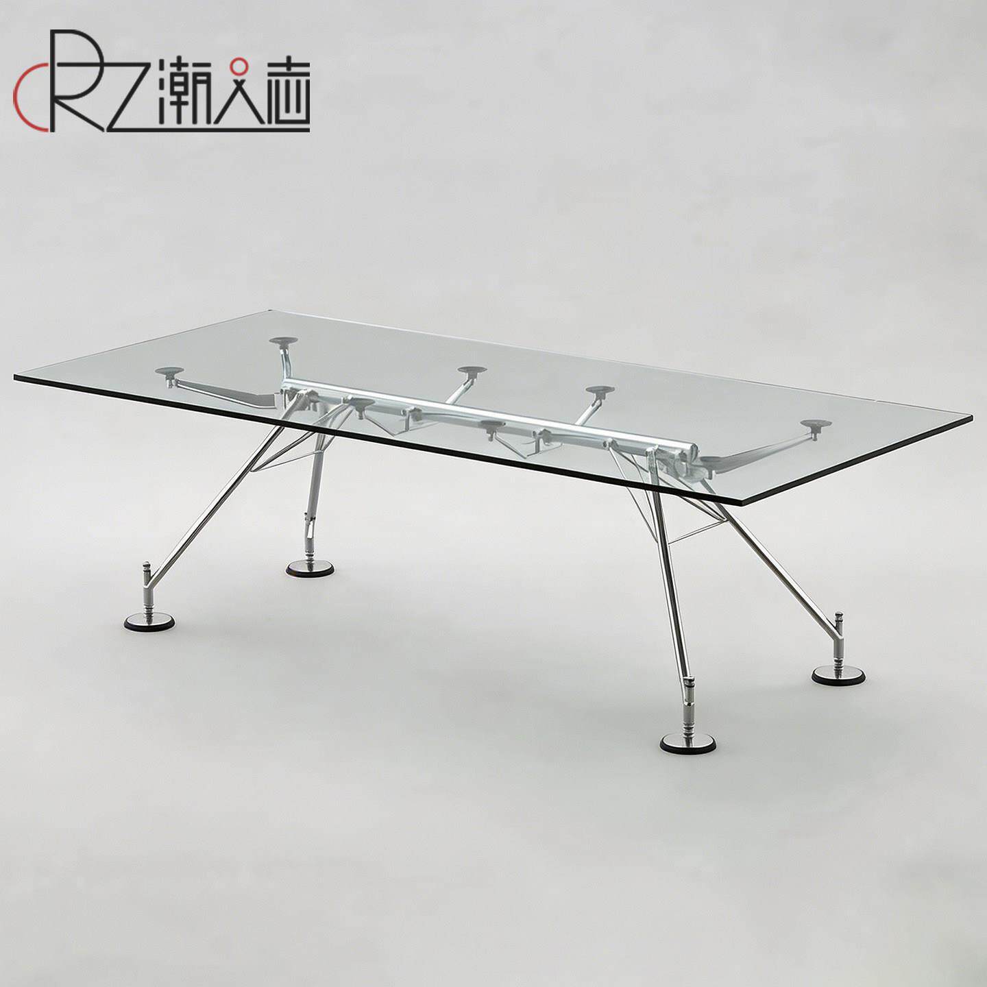 Nomos Table诺莫斯长桌透明玻璃餐桌办公桌创意电脑桌不锈钢书桌
