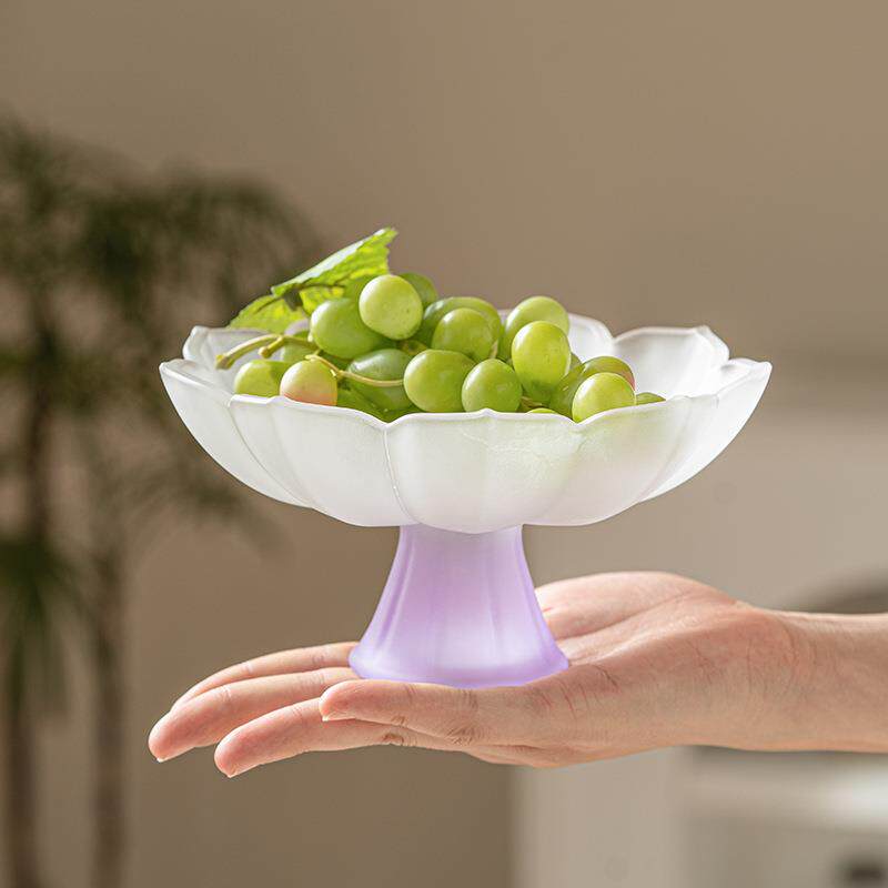 琉璃莲花高足水果盘家用客厅甜品盘子高级感下午茶茶点盘点心果篮