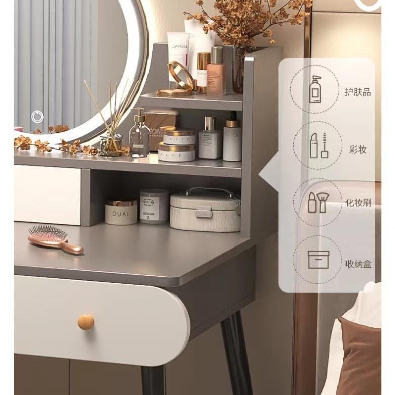 轻简奢家用化卧网室梳EFE妆台现代约梳妆桌小户型出租屋房间红妆