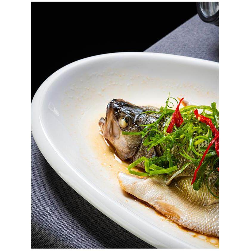 陶瓷釉下彩酒店鱼盘蒸鱼漂亮盘子厚边椭圆形家用餐厅饭店盘子餐具,餐饮具,盘,淘宝优惠券,粉丝福利购,淘宝优惠卷
