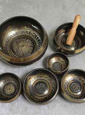 高档尼泊尔正品手工响铜佛音纯碗颂钵转经碗瑜摆伽钵件铜疗罄音静