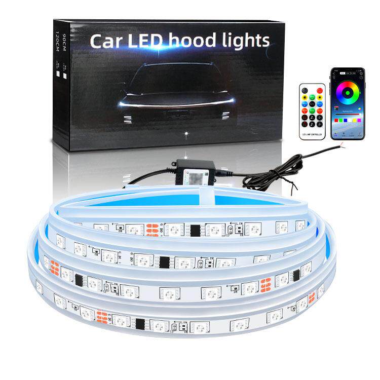 汽车led日行灯机头盖缝隙导光灯条流光中网装饰氛围灯通用软灯条图片