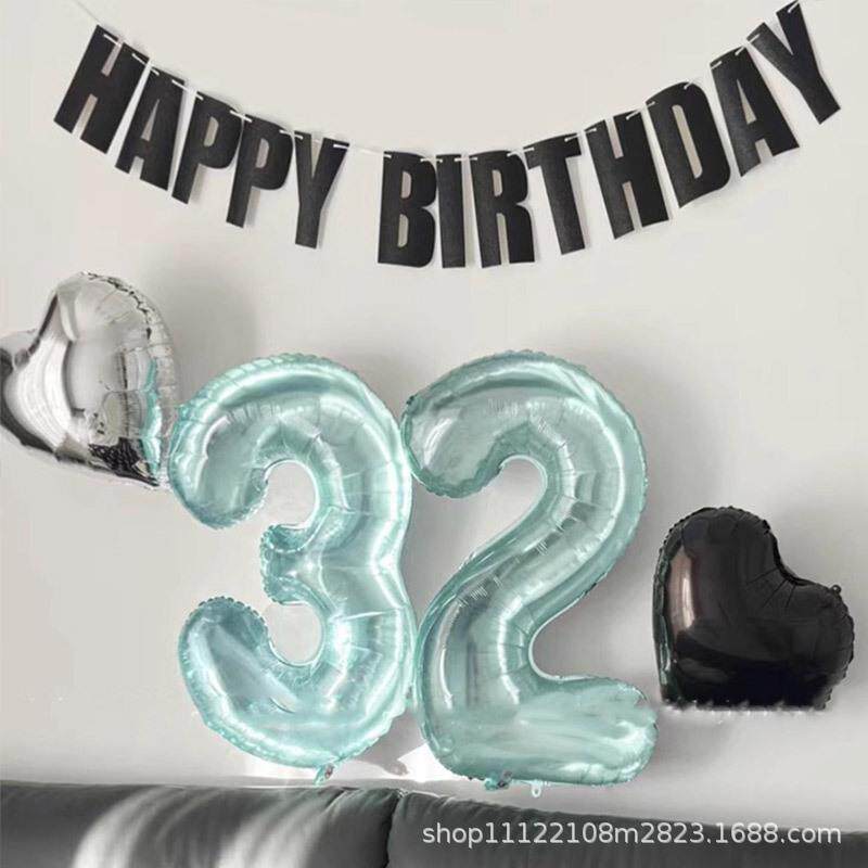 32寸果冻水晶蓝色生日数字气球布置场景装饰小红书氛围感拍照道具