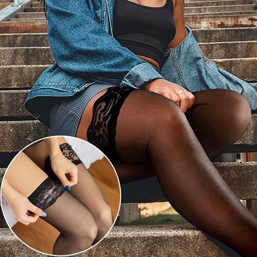 Lace Knee Thigh High Stockings Plus Size Lingerie Elastic Lo