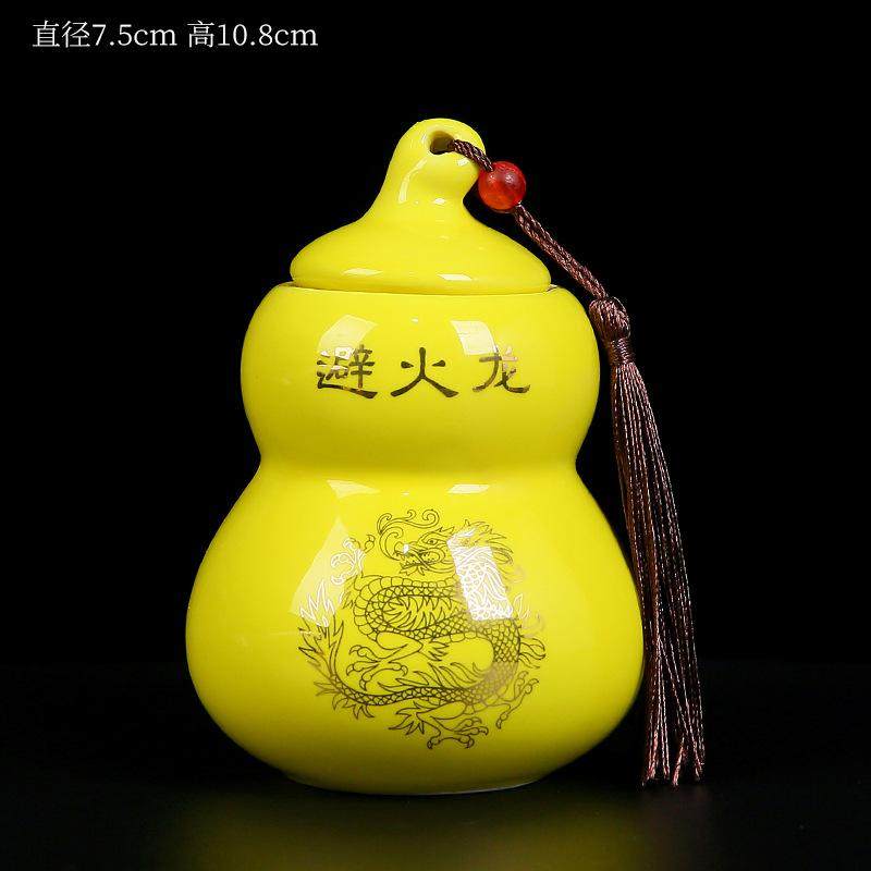 避火龙瓶子厨房西北角黄碎石陶瓷罐纯黄铜陶土黄色避火龙葫芦摆件,家居饰品,花瓶,淘宝优惠券,粉丝福利购,淘宝优惠卷